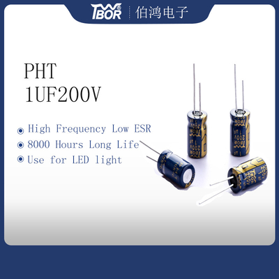 1UF200V lage ESR Aluminium Elektrolytische Condensatoren 6.3x11mm 8000 Uren