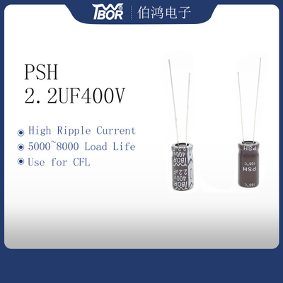 ISO9001 Hoge de Rimpelingsstroom van de aluminium Radiale Elektrolytische Condensator 2.2UF400V