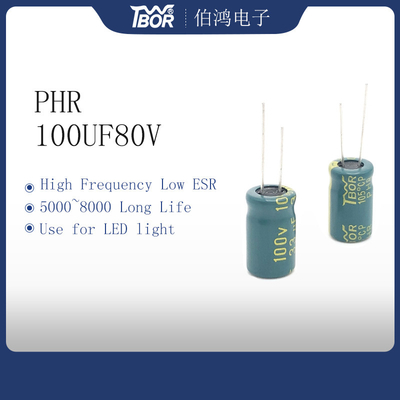 Elektrolytische Condensator 10X20mm van het hoge Frequentie100uf 80V Aluminium 5000 Uren